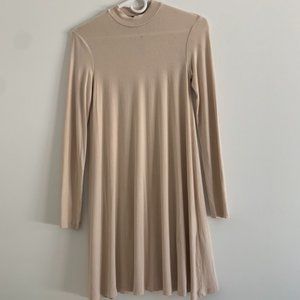 Beige Turtleneck Dress